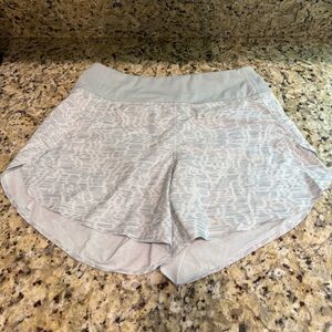 Athleta Gray Athletic Shorts with Curved Hem and Elastic Waistband